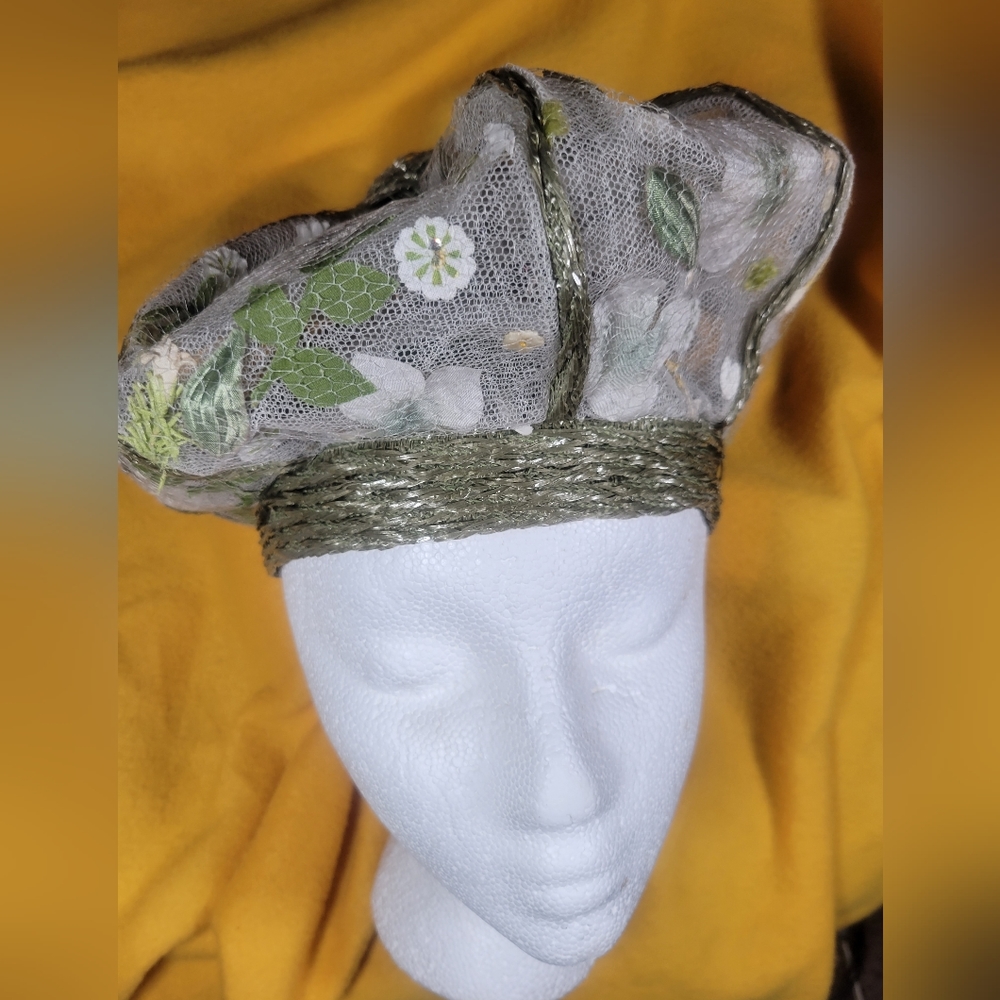 Vintage Jack McConnell Mesh Floral Hat